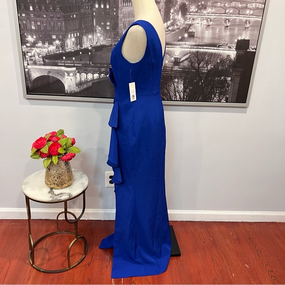 Eliza J Sleeveless Cascading Ruffle Front Gown - Blue - New With Tag - Reemoly - Picture 10 of 16